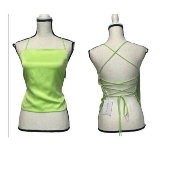 WAYF Just Friends Lace Back Camisole, Citron, Sz. M - Picture 1 of 8